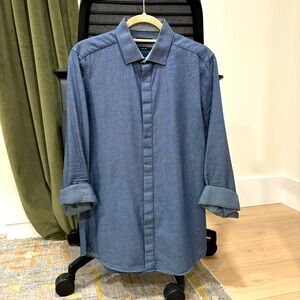 NEXT SP blue denim looking button up shirt - 15 1/2